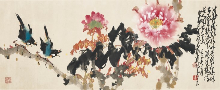 Peonies and Birds