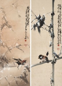 Sparrows in Snow
