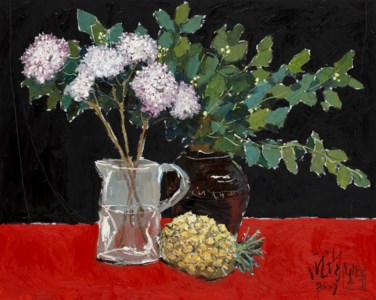 Flower Still Life (Red and Black)