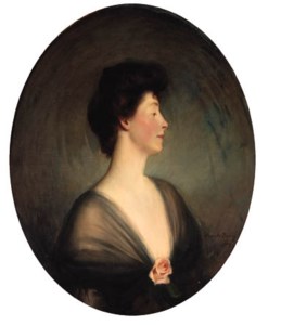 Portrait of Lady Buchan-Hepburn, half-length, in a black dress and corsage
