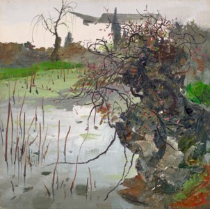 Wu Guanzhong, A Corner of a Garden (By the Lake)