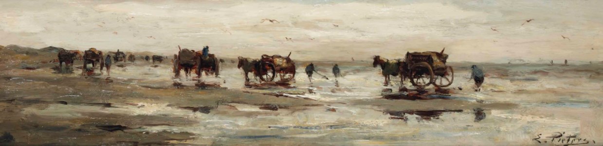 Shell fishermen on the beach