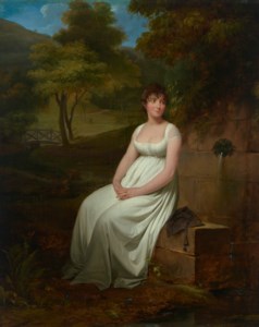 Portrait of Madame Tallien, full-length, seated in a garden