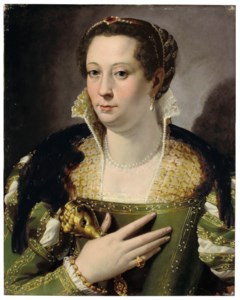 Portrait of a lady in a green gown and sable fur tippet, half-length