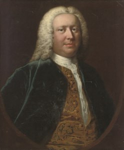 Portrait of Henry Crispe of Catton (b.1687), bust-length, in a blue velvet coat and gold embroidered waist-coat, in a feigned oval