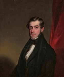 Portrait of a European merchant, half-length, in a black coat