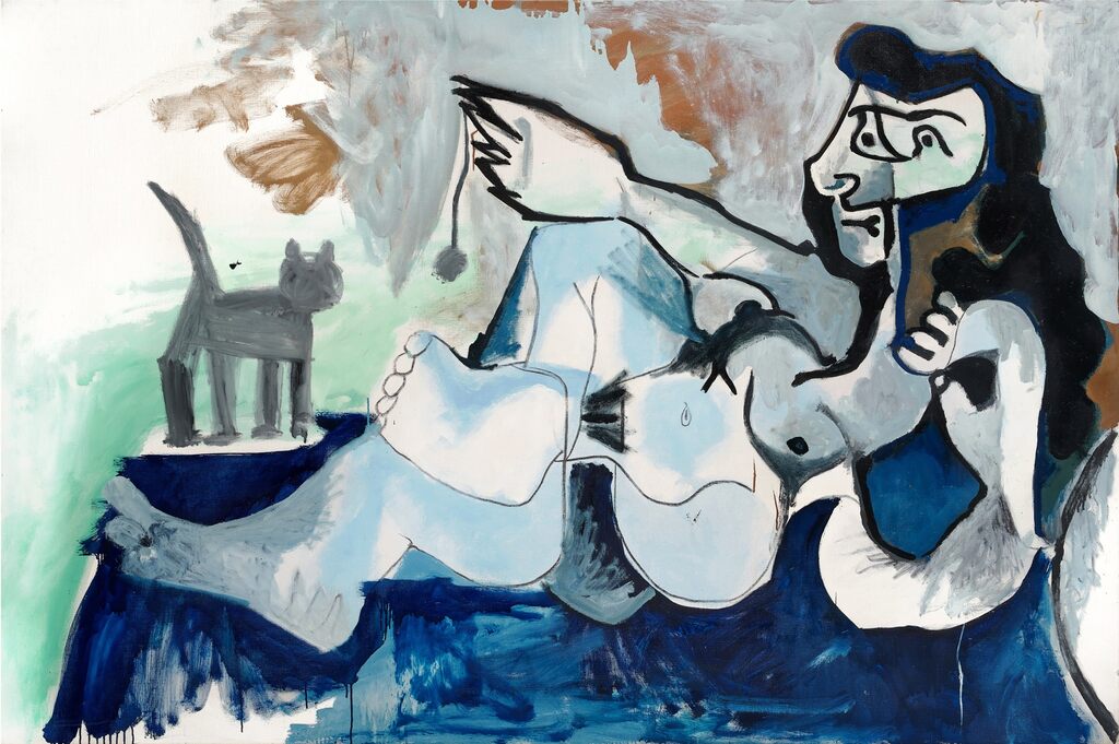 Pablo Picasso, Femme nue couchée jouant avec un chat