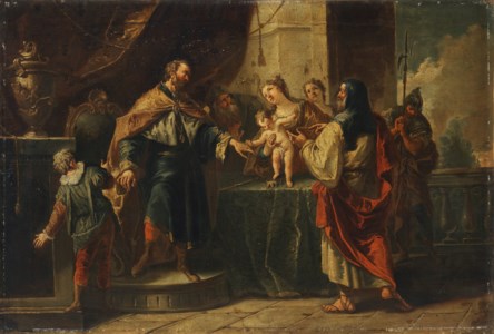 The infant Moses trampling on the pharaoh's crown