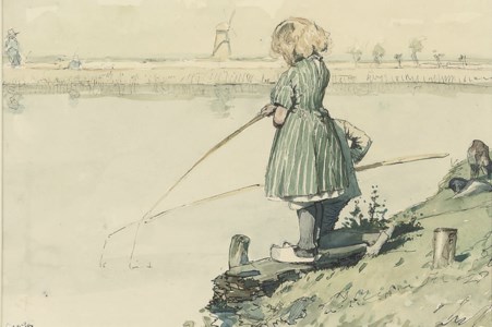Dutch children fishing