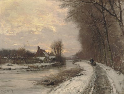 Walking along a water-way in winter