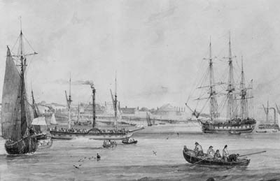 A PADDLE STEAMER AND OTHER VESSELS OFF SOUTHSEA