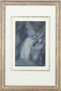 A dying woman being received by angels