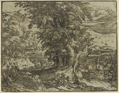 Landscape with Trees and a Shepherd Couple (B. 243; H. 379; Strauss 409)