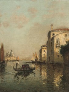 A gondolier on the Grand canal, Santa Maria della Salute beyond