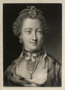 A Fashionable Lady, with a Pearl Necklace and Pearl Diadem Supporting a Scroll and Spray of Flowers, from Life-sized Heads , second series