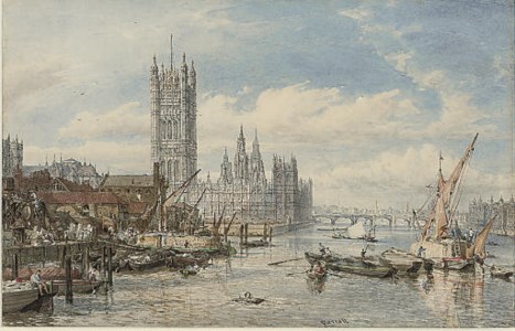 Houses of Parliament and Westminster Bridge from the South Bank of the River Thames