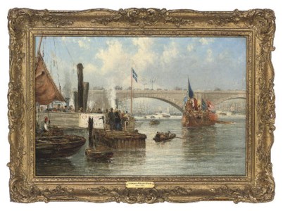 The mayoral barge at London Bridge