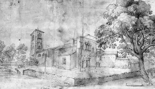 A CHURCH WITH SCAFFOLDING ON ITS FAADE