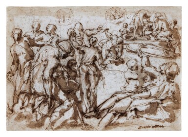 Recto: Episodes from the Life of Joseph; Verso: Male nude carried or supported by a second figure