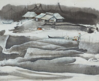 Tay Bak Koi  鄭木奎 | Sampans against a village 村落船隻