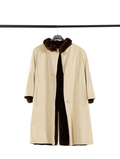 Trench Coat en coton doublé de fourrure vison