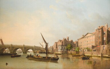 View of Westminster Bridge with neighbouring houses, London 《倫敦西敏橋與鄰近市景》