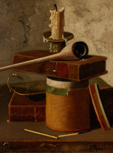 Still Life with Candle, Pipe and Books
