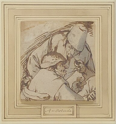 A man playing cards, another smoking