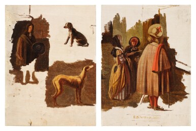 Studies of figures in a Church Interior