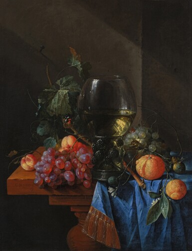 Still Life with a Roemer, Grapes, Apricots, and Oranges