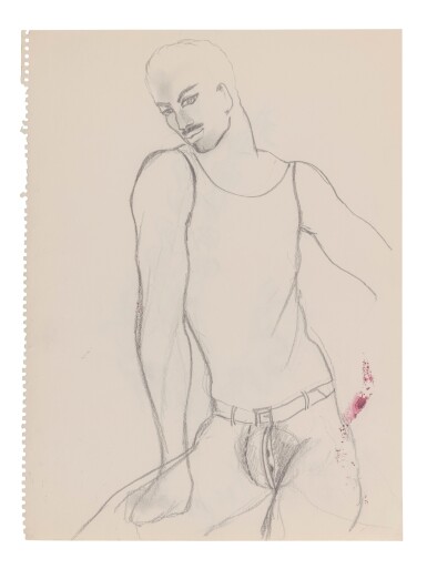 Sketch of a man (recto), Costume project for the Strip tease show (verso), circa 1962