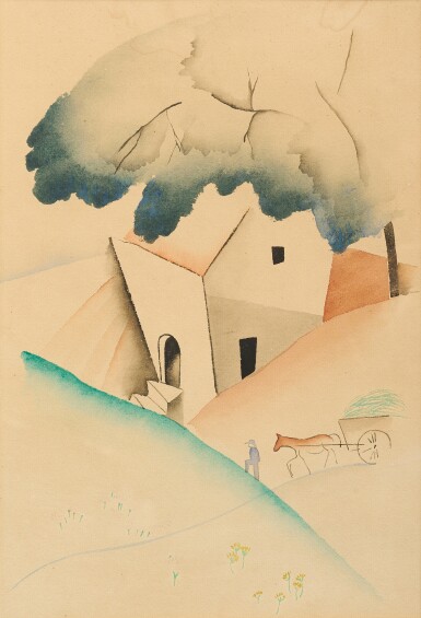 Paysage corse, à la charrette
