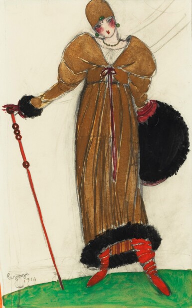 Femme au manchon et à la canne