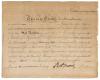 ROBERT. Partly-printed Document Signed, "Rob't Morris," as President of the North American Land Company,