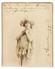 SARAH. Photograph Signed and Inscribed, "To Contessa Kinsky . . . very pleasant memories," in French, cabinet card, half-len
