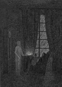 Angst (Originalentwurf zu "Das grüne Gesicht" von G. Meyrink, Verlag G. Müller, 1917)