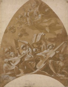 Angels and putti making music in the clouds: design for a vault