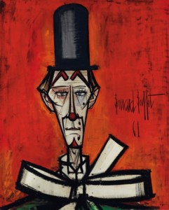 Bernard Buffet, Clown au chapeau noir fond rouge