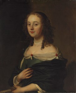Portrait of a young lady in a blue dress, half-length