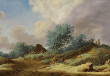 A landscape with peasants on a dune
