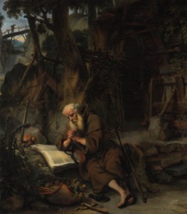 A hermit praying