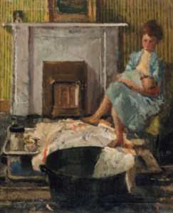 Nursing by a fireside