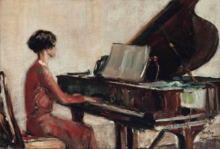 At the piano