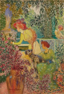 Élégantes dans un jardin