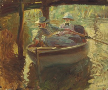 Sir Alfred James Munnings, P.R.A., R.W.S., Idle Moments; or The Boathouse