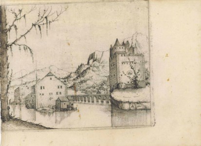 River Landscape with two Buildings connected by a Bridge (Sch., B. 66; Holl. 39)