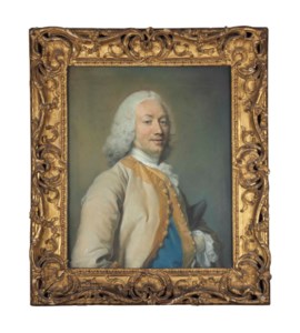 Portrait d'un gentilhomme en habit sable et veste bleue