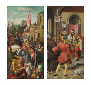 The wing of an altarpiece: The Meeting of Abraham and Melchizedek ( verso ); and Christ before Pilate ( recto )