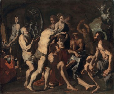 Venus asking Vulcan to make arms for Aeneas