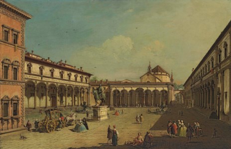 A view of the Piazza della Santissima Annunziata, Florence, with the Ospedale degli Innocenti